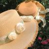 Flat Top Lace Floral Brim Cap French Style Sunscreen Hat Simple Women's Sun Hat  Ladies