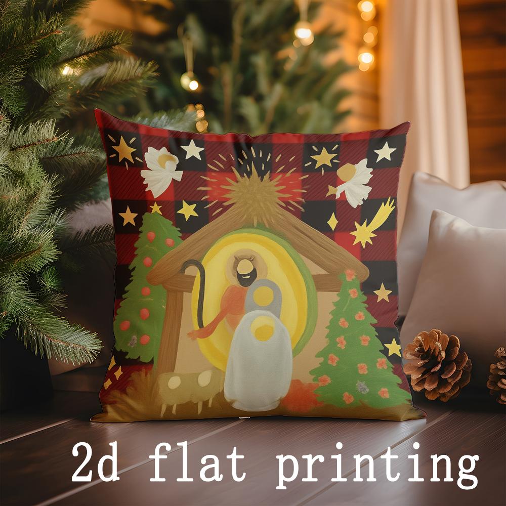 Home Decor Christmas-themed Rectangular Suitable For Sofa Bedroom Car Pillow Cover Cushion Rectangular Back Cushion