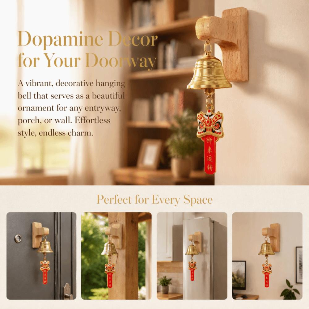 Wall Mount Magnetic Doorbell Wooden Base Wind Chime Clear Sound Brass Bell Entry Reminder