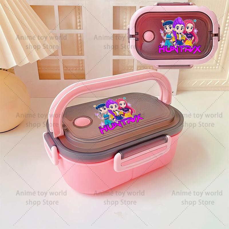 KPop Demon Hunters Portable Bento Lunch Boxs Girl Boy Compartment Fruit Food Boxs Microwave Lunch Box Picnic Fresh Box Gift