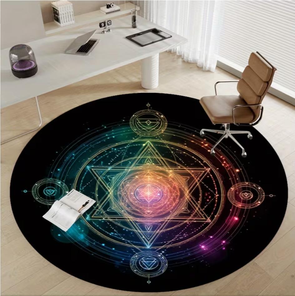 Purple Glow Hexagram Magic Rug Anti-slip Soft Easy To Clean Fits Study Rooms or Vacation Homes Adds Mystical Vibe Daily Area Rug