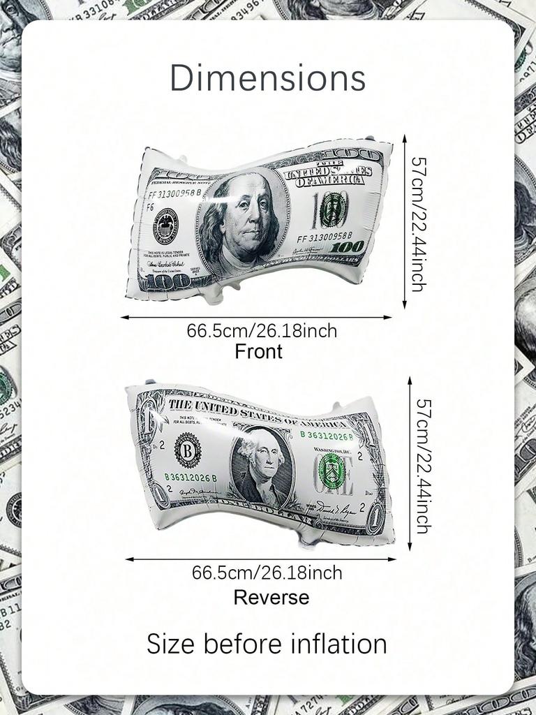 2pcs Money Banknote Balloons Large Size Dollar Counterfeit Reusable Balloons for Birthday Decoration Dollar Bill Party Balloon
