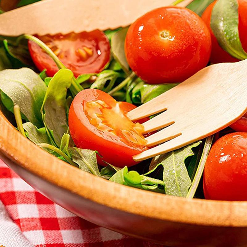 14cm Disposable Wooden Fork Spoon 50/100PCS Pack Tablewares Home Office Restaurant Camping Picnic Travel Lightweight Cutlery ZYF