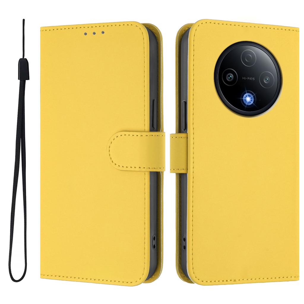 For Xiaomi Redmi 15 4G (EU) (171mm) Case Solid Color Wallet Leather Phone Cover with Strap
