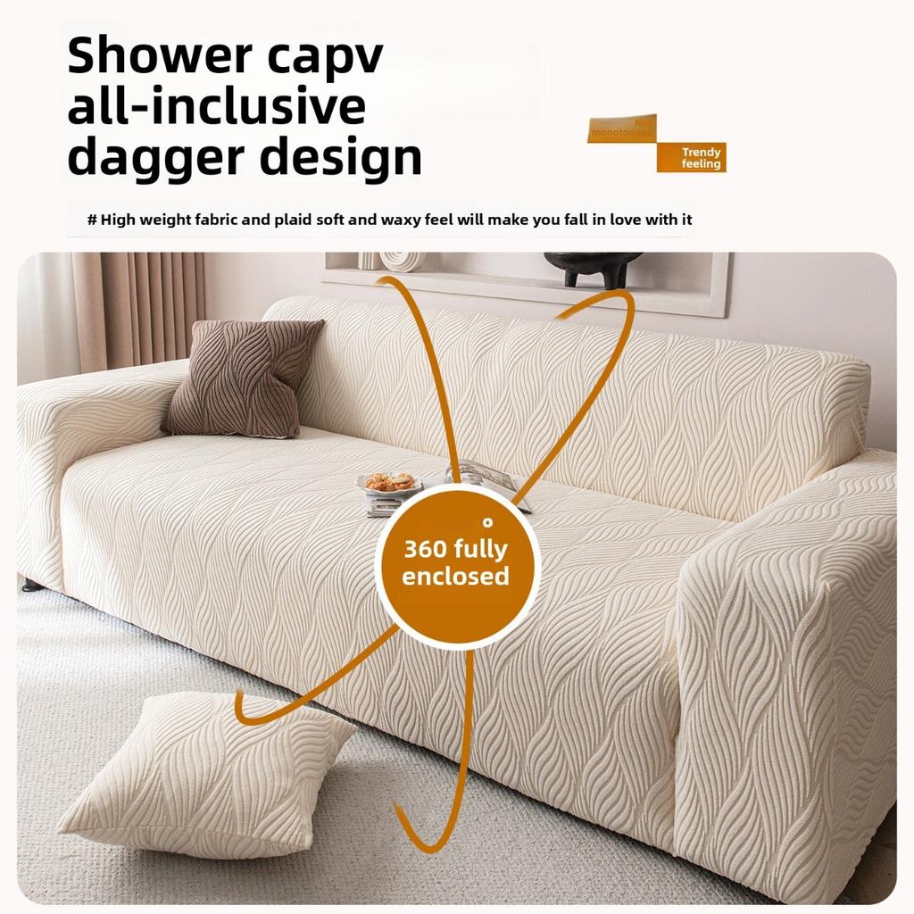 Jacquard Velvet Gestreept Bankovertrek, Elastische Stretch Beschermhoes, Decoratie in Woonkamers, Slaapkamers en Kantoren - Duurzaam en Antislip