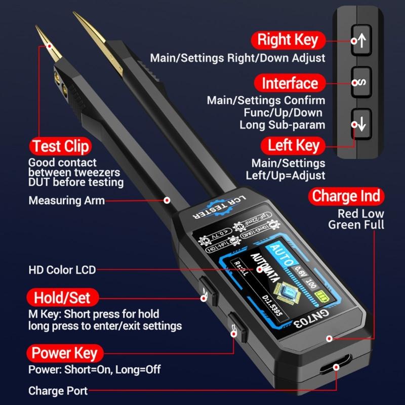 High Accuracy Digital Tweezer Meter Auto Recognition for Accurate Resistance Inductance Capacitance Measurement