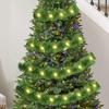 Christmas Tree Garland LED Light 49.21ft Tinsel Garland Shiny Green Streamers Ornaments Twist Light Strips Prelit Christmas