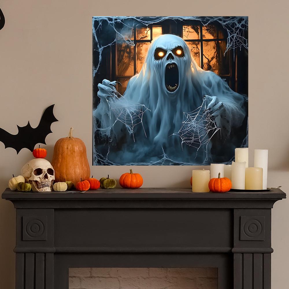 Halloween Spider Horror Web Ghost Fake Window Pattern Home Wall Sticker Decorat