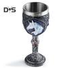 Horrible Resin Skull Head Stainless Steel Wine Cup Goblet Skull Wine Chalice Cup Gothic Halloween Decorative Whiskey Cocktail Beverage Drinking Glass