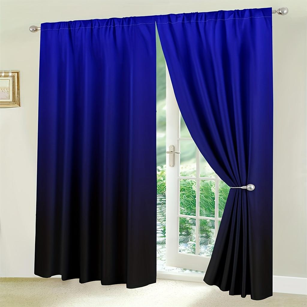 2pcs Red Black Gradient Stripe Design Printed Window Curtain For Bedroom, Office, Kitchen, Living Room, And Study Rod Pocket Win