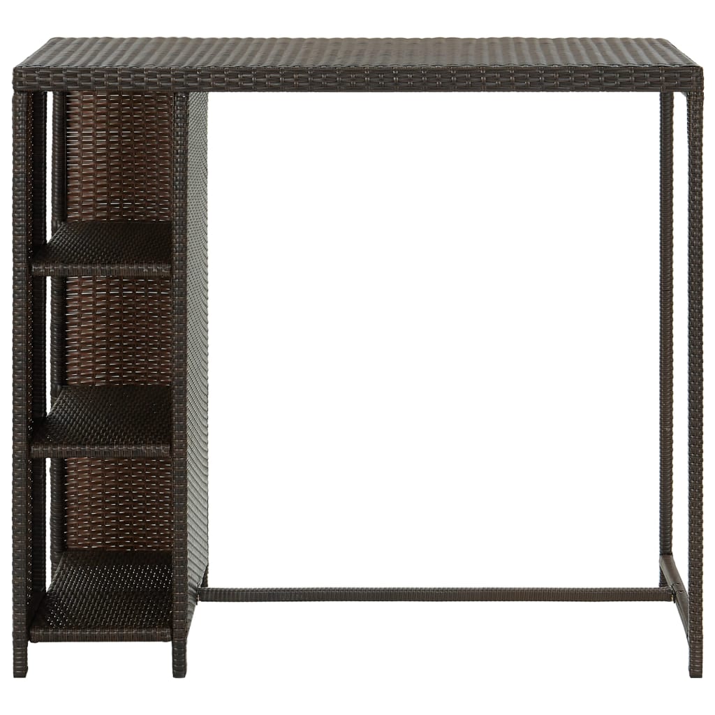 Bar Table with Shelf Brown 120 X 60 X 110 Cm Poly Rattan