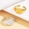 Fashion Gold-Plated Adjustable Bee Stamp Engraved Stainless Steel Ring for Women