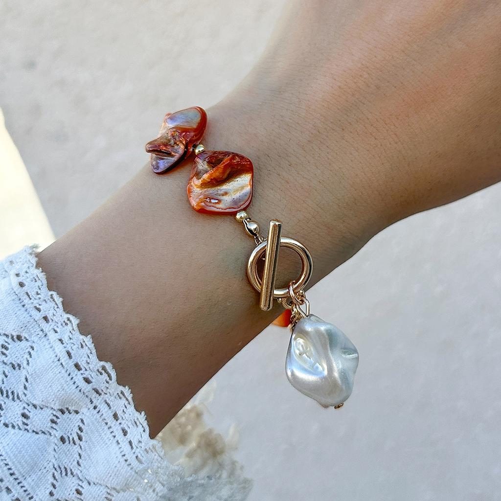 Retro Starfish White Shell Conch Pendant Necklace Women Simple Creative Colorful Stones Hand Woven beach Jewelry Girls