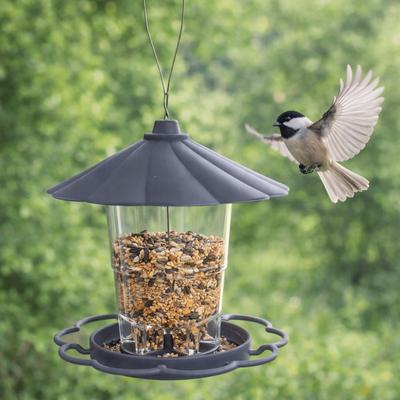Folding Hanging Wild Bird Feeder with Lanyard Waterproof Hummingbird Feeder Gazebo Style Large Capacity Bird Food Container