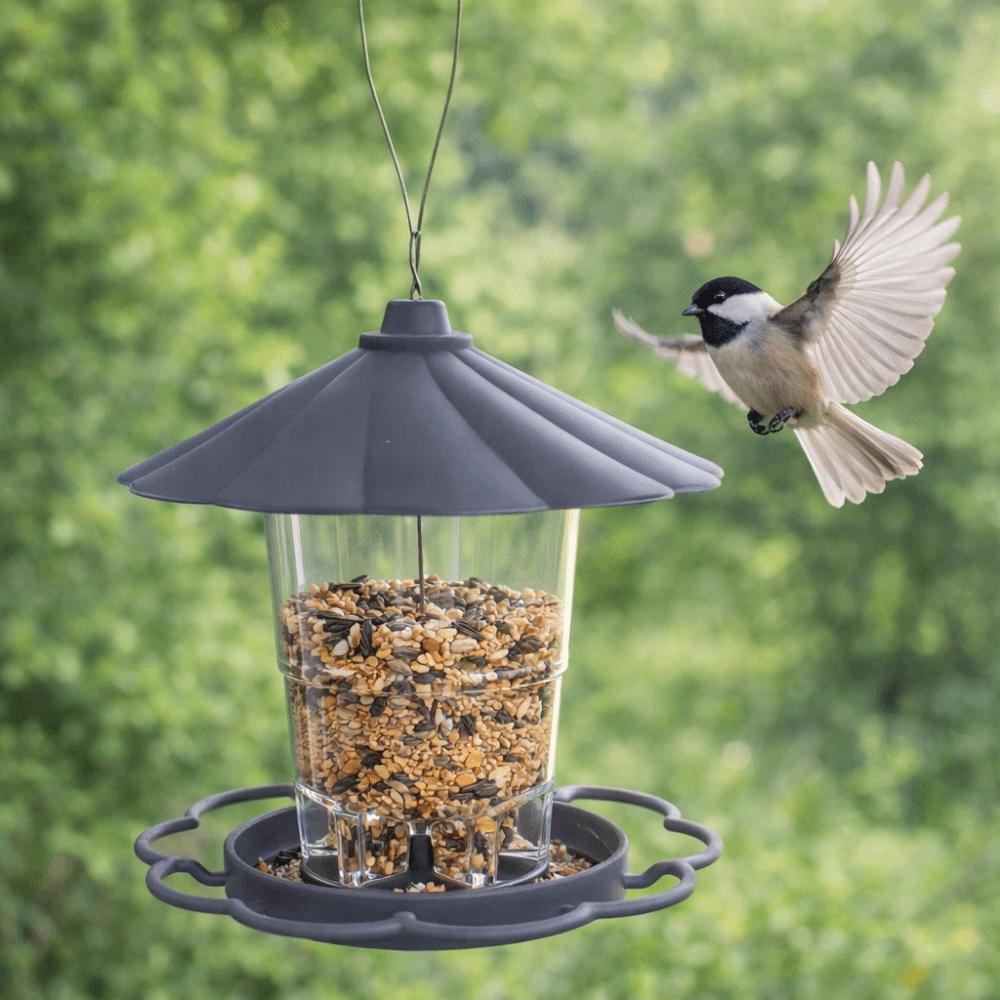 Folding Hanging Wild Bird Feeder with Lanyard Waterproof Automatic Bird Feeder Large Capacity Gazebo Style