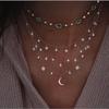 New Gold-plate Crystal Stars Pendant Necklaces For Women Necklace Multilevel Female Boho Vintage Jewelry Wedding Gift