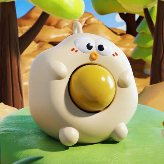 Popping Yolk Boiled Egg Toy with Lanyard Stress Relief Pop-Out Yolk Cartoon Egg Squeeze Toy Portable Decompression Fidget Sensory Toy