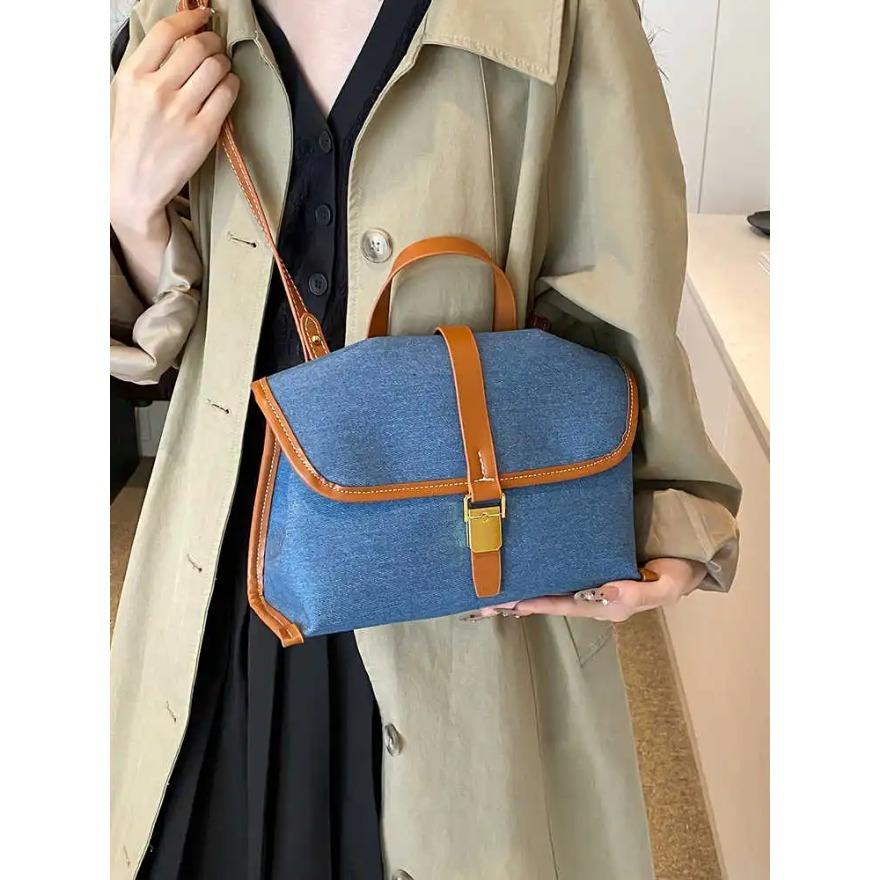 Women Fashion Denim Crossbody Bags Autumn Trendy Versatile Solid Color Small Square Pack Female Casual Shoulder Bag