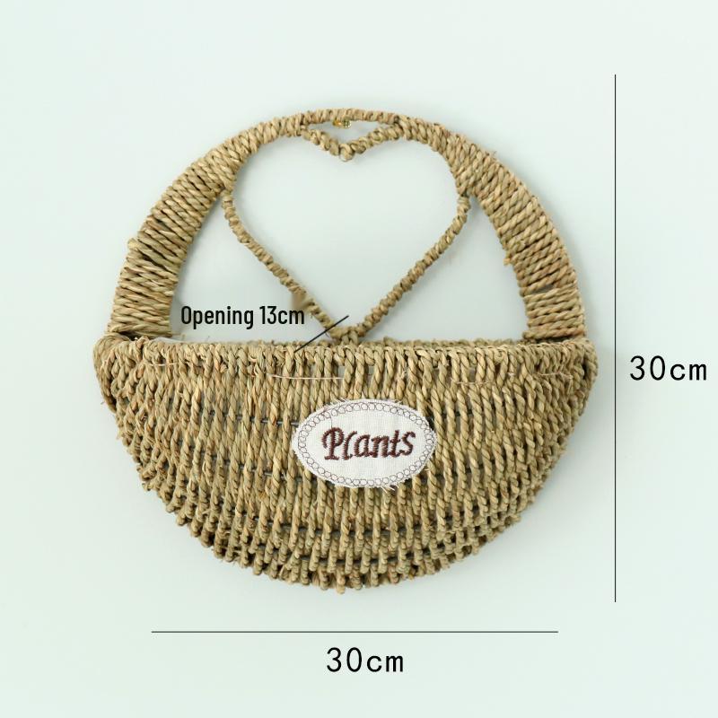 Hand-Woven Wall-Mounted Wicker Flower Basket Decoration