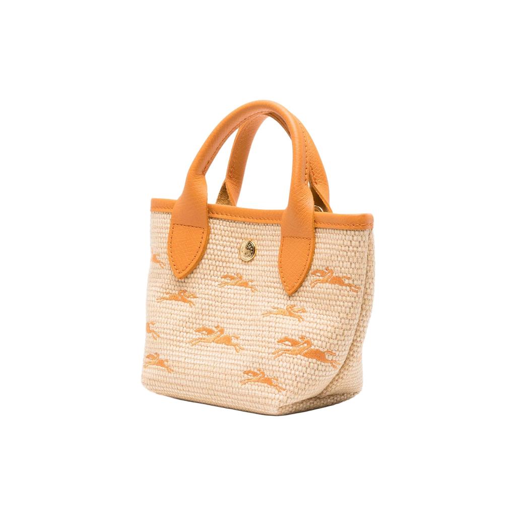 Longchamp Le Panier Pliage Logo Embroidered Detachable Shoulder Strap Straw Texture Canvas Mini Shoulder Crossbody Tote Bag Women Bags 10206HCF222