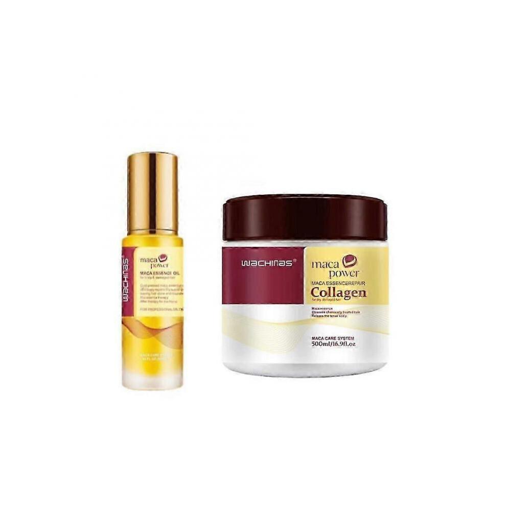 Trattamento Capelli al Collagene Riparazione Profonda Balsamo per Tutti i Tipi di Capelli 500 ml + Siero per Capelli all'Olio di Argan per Capelli Secchi e Danneggiati 50 ml