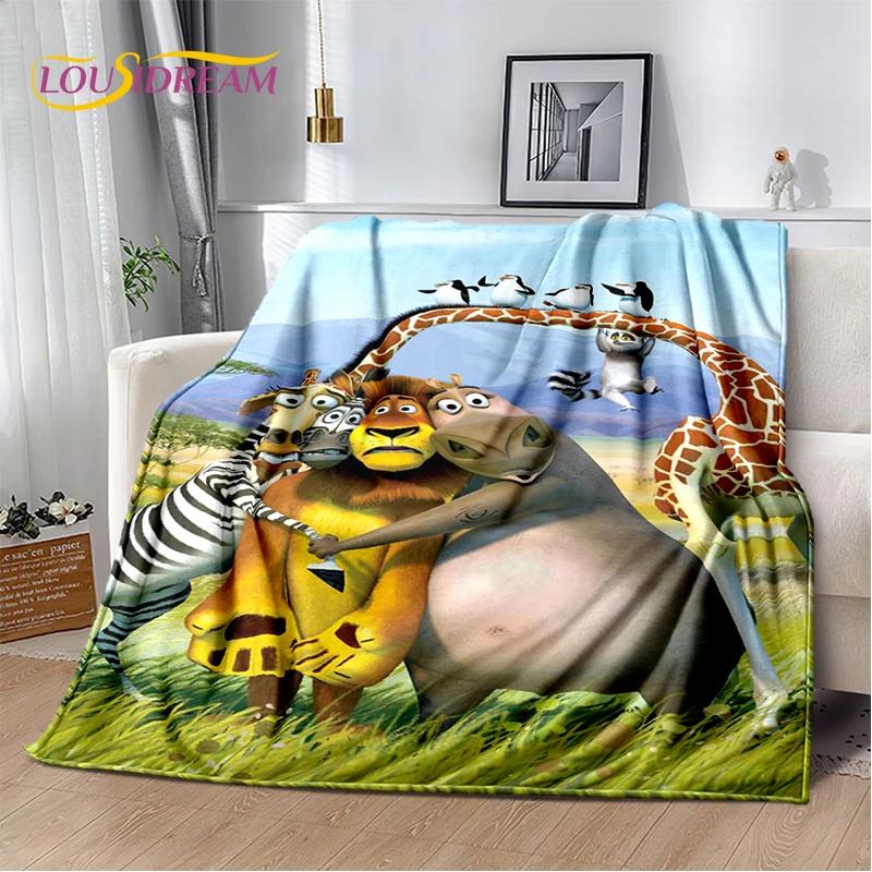 Urocze Pingwiny z Madagaskaru Kreskówkowy Koc, Miękki Koc Rzutowy do Domu Sypialni Łóżka Sofy Pikniku Podróży Biura Pokrowiec Prezent dla Dziecka