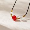 Human Acacia Bean Red Agate Necklace Bracelet Male And Female Couples Round Bead Clavicle Handmade Woven Rope