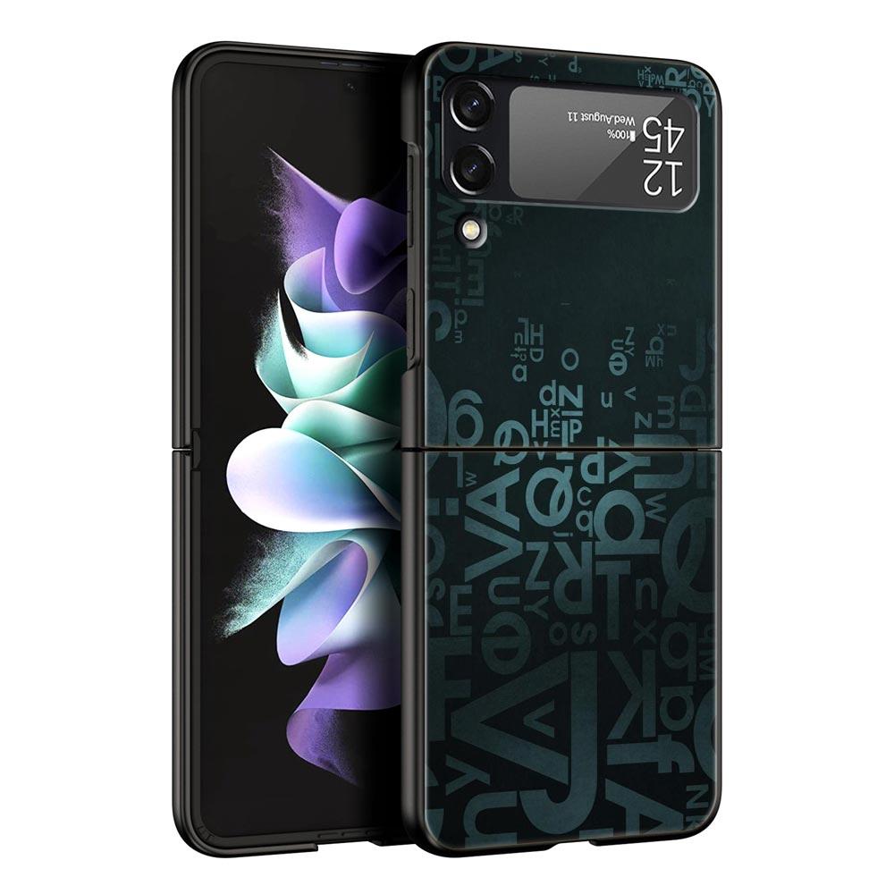 Number Pattern Hard PC Phone Case For Samsung Galaxy Z Flip 7 6 5 4 Black Cover For Galaxy Z Flip 3 Foldable Shell Fundas Capas