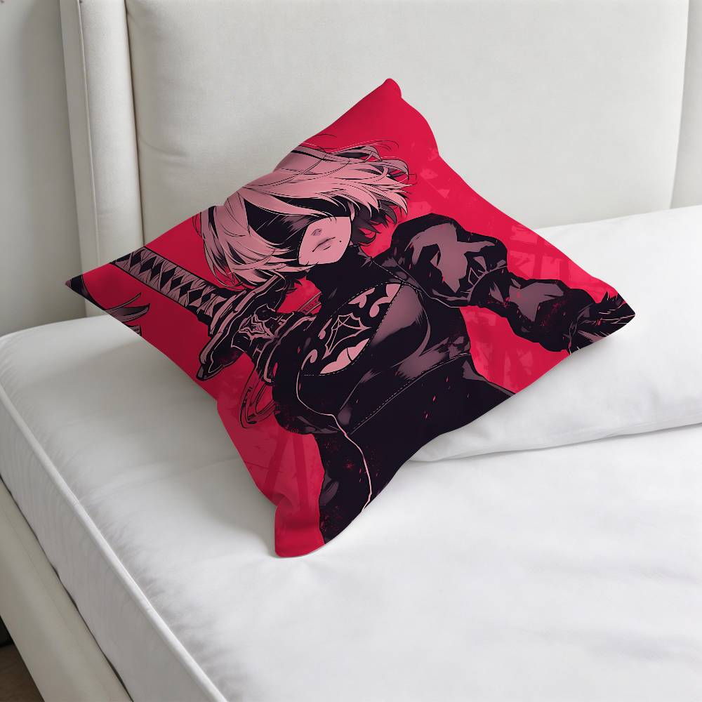 Cool NNieR AAutomata 2B Fashion Square Pillow Case Durable Throw Pillow Cover for Sofa Couch Chair