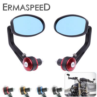 Espejos de Manillar de Motocicleta Negros CNC 7/8'' 22mm Espejo de Manillar Universal Vista Trasera para Motos Cruiser Street Sport Cafe