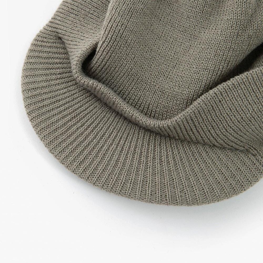 Earflap Short Brim Beanie Cap Thicken Add Plush Lined Hat Fashion Warm Knitted Peaked Cap Winter