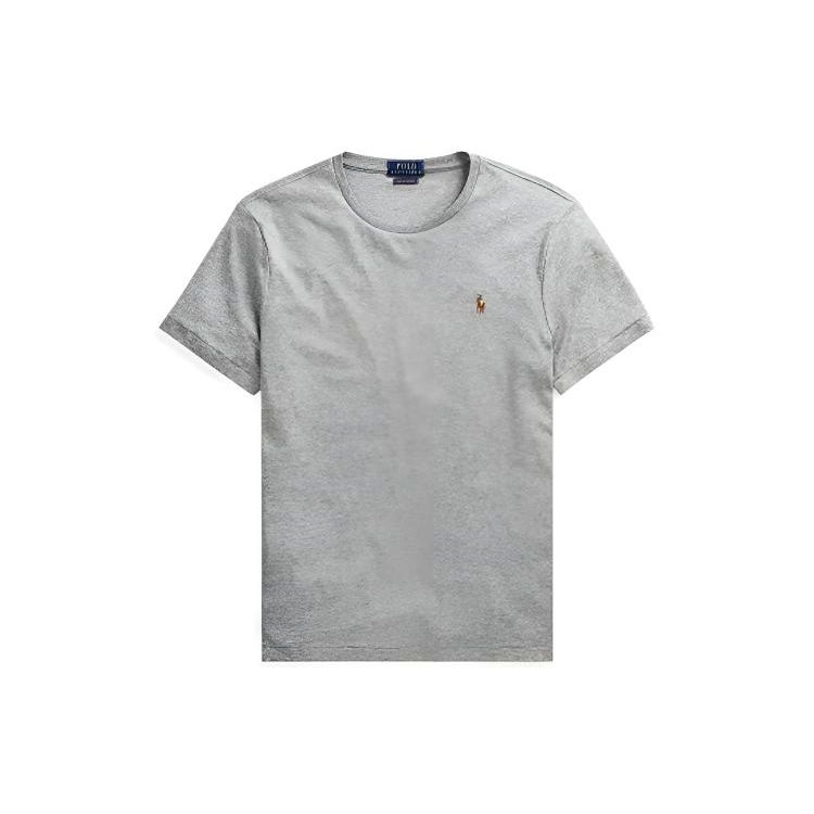 Polo Ralph Lauren FW22 Однотонная футболка с вышивкой логотипа с коротким рукавом с круглым вырезом мужская топы серый MNPOTSH1N820102-020 S 6155₽