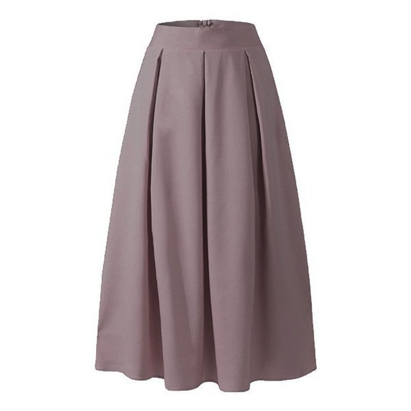 

Solid Color Zipper Pleated Half Length Skirt Pure Color Zip Skirt for Women Dark red XXXL