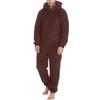 Winter Warmer Teddyfleece Pyjama für Herren Plüsch Einteiler mit Reißverschluss Flauschige Kapuzen-Nachtwäsche Einteiliger Schlaf-Lounge-Pyjama Jumpsuit