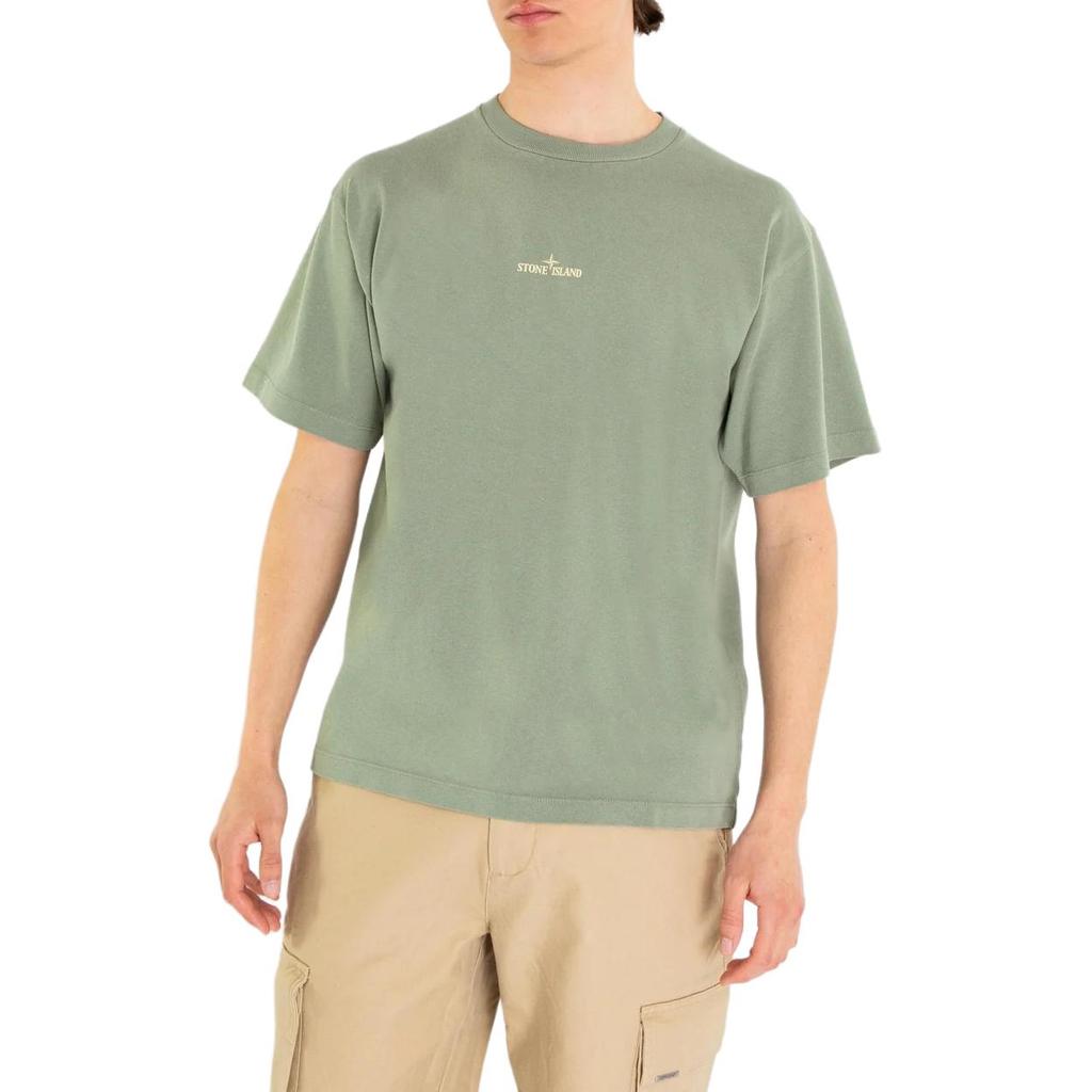 STONE ISLAND Ss24 Dirtyfit Back Logo Printed Crew Neck Short Sleeve T-Shirt Men T-Shirts Sage-Green 80152RCE6-V0055