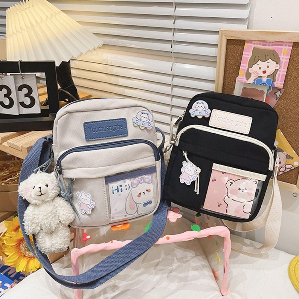 Girls Vintage Cute Shopping Bags Soft Nylon Crossbody Bag Shoulder Messenger Bag