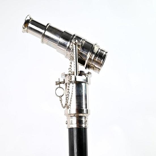 Teleskop-Gehstock, Chrom-Finish, Kostüm, Holzstock, faltbar, Rosenholz, Steampunk-Stil