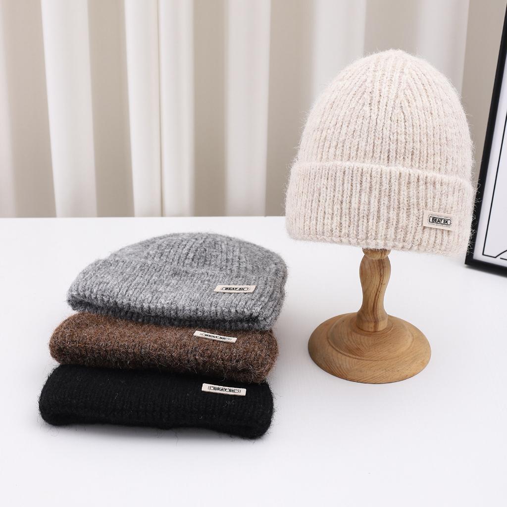 Small Face Warm Wool Hat Female Tide Autumn And Winter Versatile Letter Men Thickened Knitted Hat Cold Hat