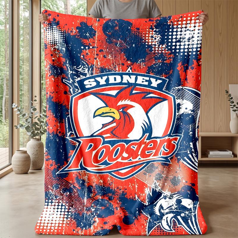 Sydney RoostersPrinted Flannel Blanket Cozy Skin-Friendly Warm Throw for Couch Bed Indoor Daily Use
