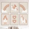 Boho Cartoon Girls Horse Rainbow Heart Wall Art Nordic Posters Pictures For Kids Room Home Decor Nursery Canvas Prints Painting