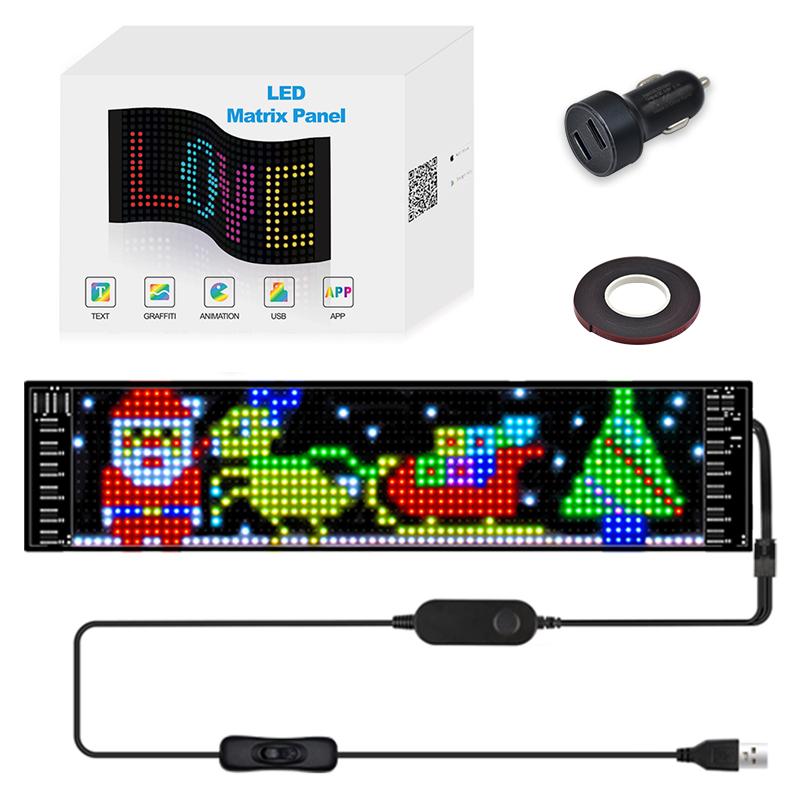 LED-Matrix-Pixel-Panel, USB 5 V, flexibel adressierbares RGB-Muster, Graffiti-Lauftext-Animationsanzeige, Autogeschäft, Bluetooth-App