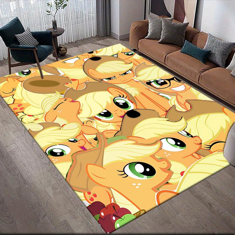 Applejack My Little Pony Home Sofa Decoration for Living Room & Bedroom, Non‑Slip Play Flannel Floor Mat for Game Room