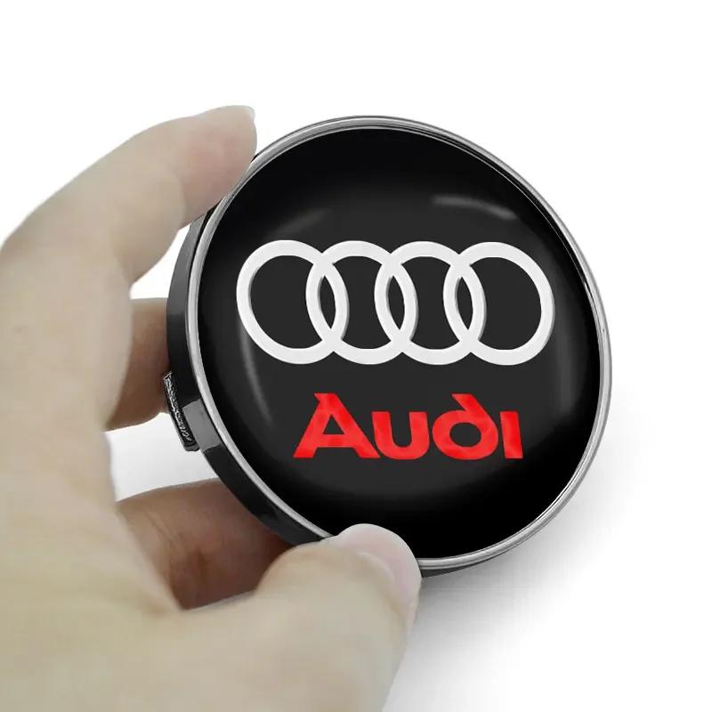 For Audi TT Q3 Q5 Q7 Q8 B5 B6 B7 B8 B9 Q7 8P 8V 8L A3 A4 A5 A6 A7 A8 4pcs Car Wheel Center Hub Caps Sticker Emblem Accessories