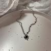 Harajuku Punk Love Heart Rhinestones Gothic Titanium Steel Necklace For Women New Cool Girl Party Jewelry Gifts For Friend