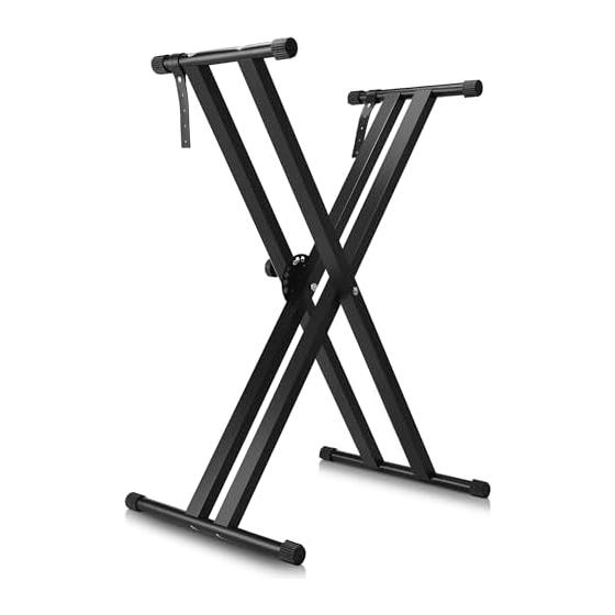 Keyboard Stand, 7 Height Adjustable, Electronic Piano Stand, Foldable, X Shape, Keyboard Stand, Non-slip Rubber Feet, Fall Prevention Belt Included,