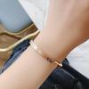 New Korean Style Rose Gold LOVE Open Bangle with White Diamond - Fashion Titanium Steel Jewelry