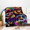 "Music Lovers' Vibrant Poster: 'Music Is Life, I Love Music'"Blanket Flannel Throw Blanket for Sofa, Bed, Travel, Camping, Office