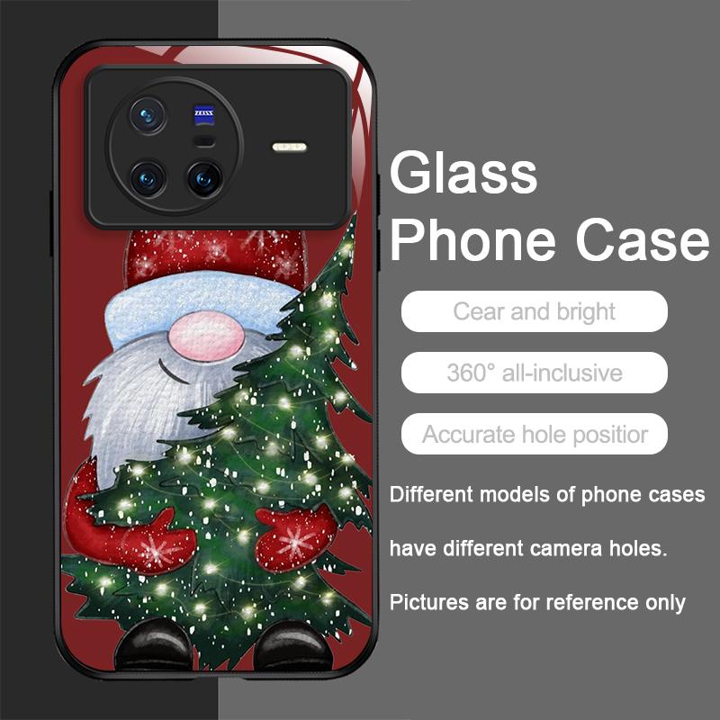 Merry Christmas Santa Claus Pattern Tempered Glass Phone Case for OPPO Reno 13 F 12 11 10 Pro Plus Find X8 X3 Lite A94 A58 Cover