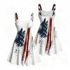 Women Plus Size Off Shoulder Sleeveless Strappy Star Stripe Printed Flared Dress