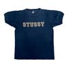 Stussy 1990 lata 90. Vintage Spellout Logo Stüssy Wyprodukowano w USA Streetwear Granatowy T-shirt Unisex T-shirt